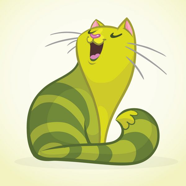 وکتور از گربه آوازخوان سبز و چاق کارتون گربه راه راه چاق