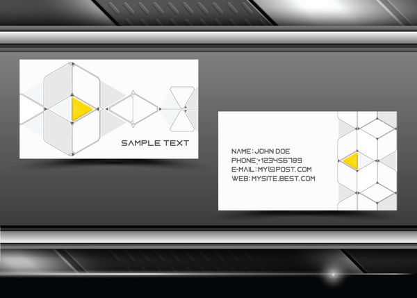 وکتور کارت ویزیت خلاقانه انتزاعی با مثلث و خطوط قالب مجموعه