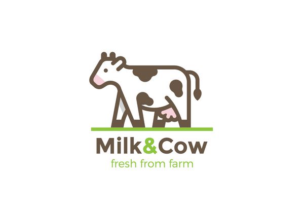 نماد مزرعه شیر گاو وکتور آیکون کشاورز گوشت تازه ارگانیک خطی