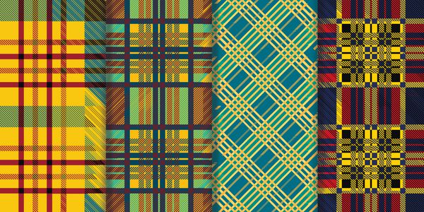 مجموعه ای از الگوهای تارتان بدون درز الگوی تکراری پالت رنگارنگ پارچه جناغی شطرنجی وکتور