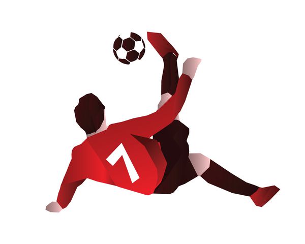 لوگوی فوتبالیست مدرن در اکشن - ضربه دوچرخه برای شماره 7