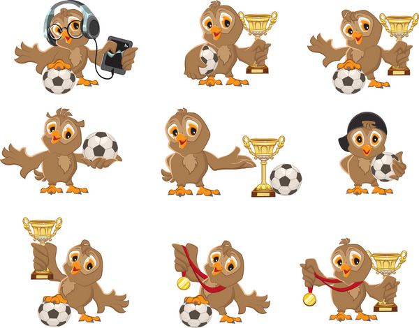 ست فوتبال پرنده جغد پیروزی در مسابقات قهرمانی فوتبال کاپ و مدال ورزشی