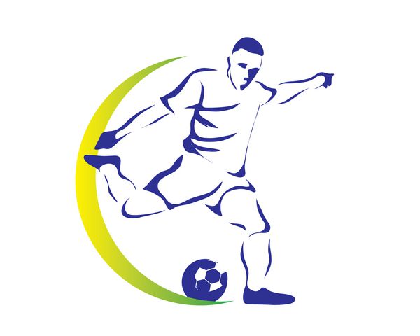 لوگوی فوتبالیست مدرن در اکشن - ضربه پنالتی با سرعت تمام