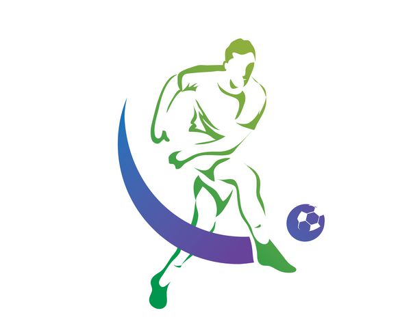 لوگوی فوتبالیست مدرن در اکشن - پرش سریع ضربه پنالتی