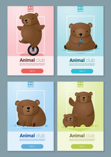 بنر حیوانات با خرس برای طراحی وب وکتور تصویر