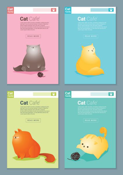 بنر حیوانات با داستان گربه برای طراحی وب وکتور تصویر