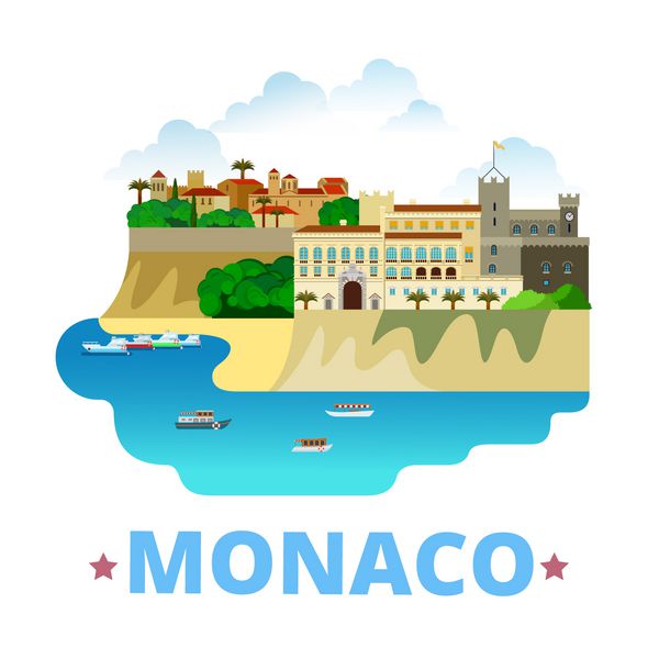 وکتور وب قالب طرح کشور موناکو به سبک کارتونی تخت