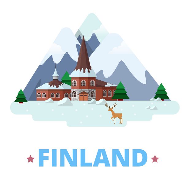 وکتور وب قالب طرح کشور فنلاند به سبک کارتونی تخت