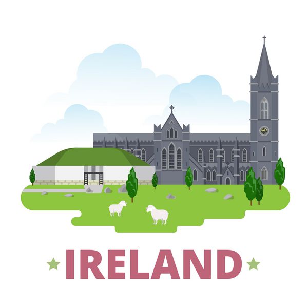 وکتور وب قالب طرح کشور ایرلند به سبک کارتونی تخت