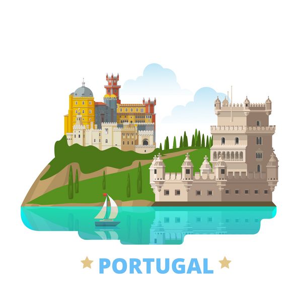 وکتور وب قالب طرح کشور پرتغال به سبک کارتونی تخت