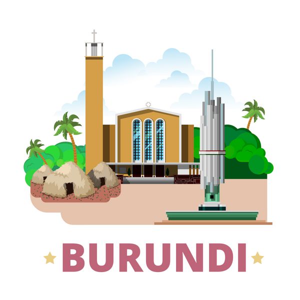 وکتور وب قالب طرح کشور بوروندی به سبک کارتونی تخت
