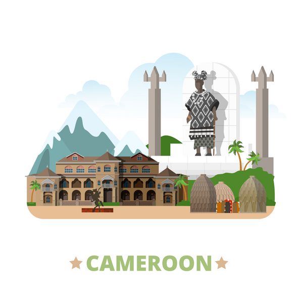 وکتور وب قالب طرح کشور کامرون به سبک کارتونی تخت