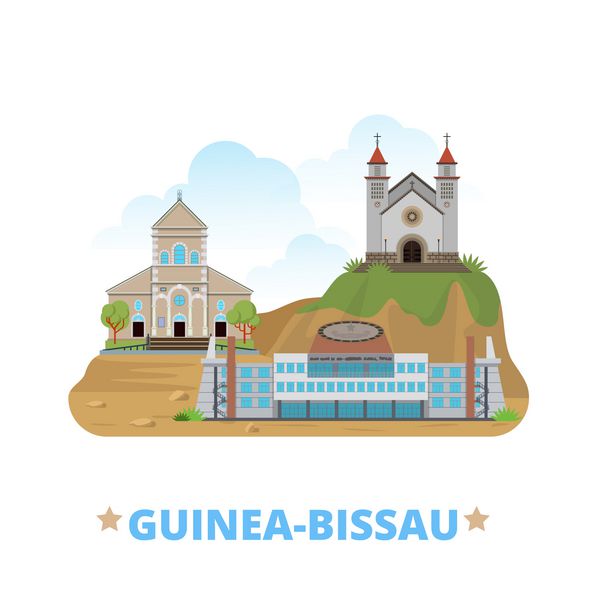 وکتور قالب طرح کشور گینه بیسائو به سبک کارتونی تخت