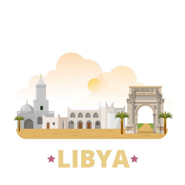 وکتور وب قالب طرح کشور لیبیا به سبک کارتونی تخت