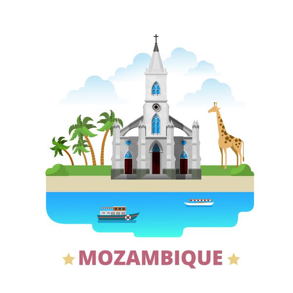 وکتور وب قالب طرح کشور موزامبیک به سبک کارتونی تخت