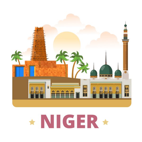 وکتور وب قالب طرح کشور نیجر به سبک کارتونی تخت