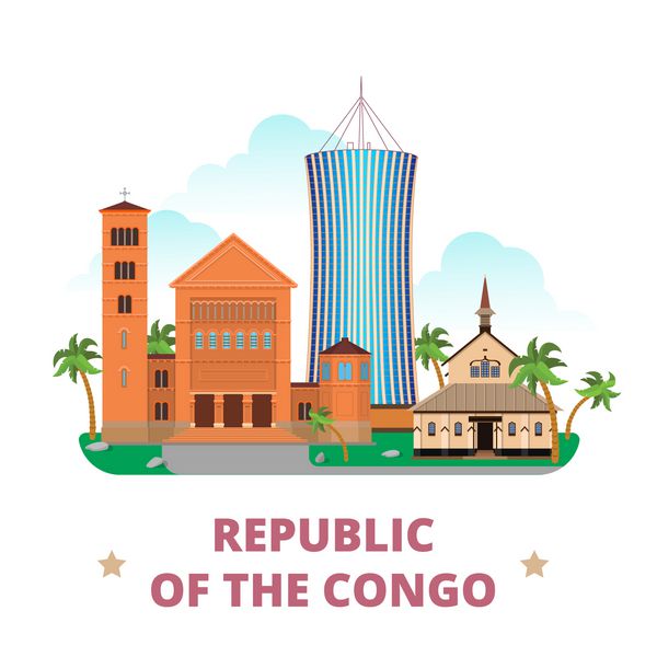 وکتور وب مسطح قالب طراحی کشور جمهوری کنگو
