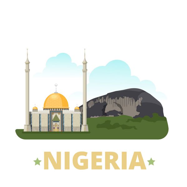 وکتور وب قالب طرح کشور نیجریه به سبک کارتونی تخت
