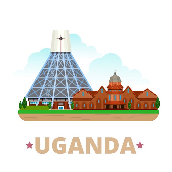 وکتور وب قالب طرح کشور اوگاندا به سبک کارتونی تخت