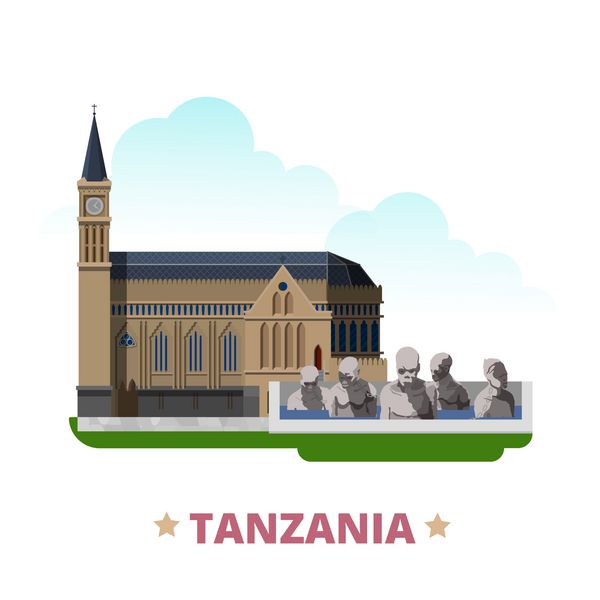 وکتور وب به سبک کارتونی تخت قالب طرح کشور تانزانیا