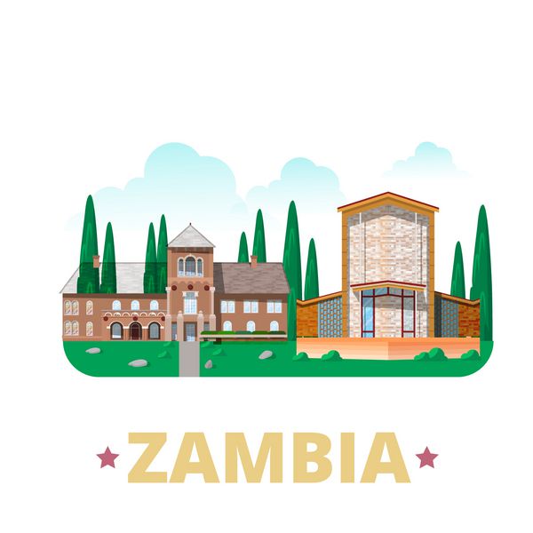 وکتور وب قالب طرح کشور زامبیا به سبک کارتونی تخت