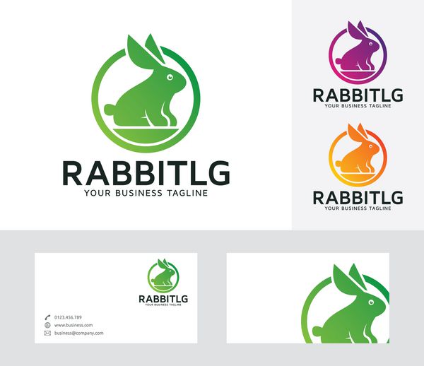 لوگوی وکتور خرگوش با الگوی کارت ویزیت