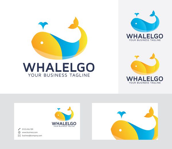 لوگوی وکتور نهنگ با قالب کارت ویزیت