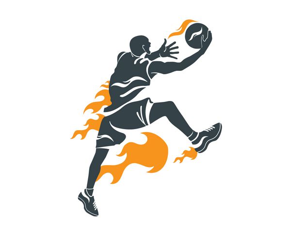 لوگوی بسکتبالیست حرفه ای مدرن در اکشن - پاور لای آپ