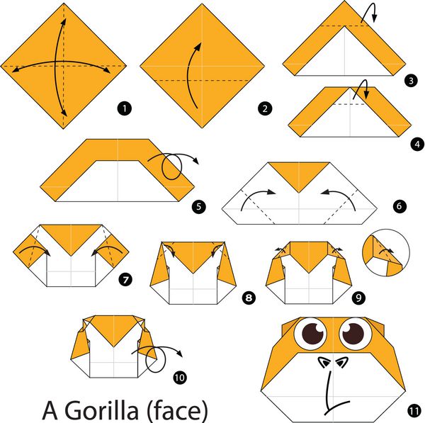 دستورالعمل های گام به گام نحوه ساخت یک اوریگامی گوریل f