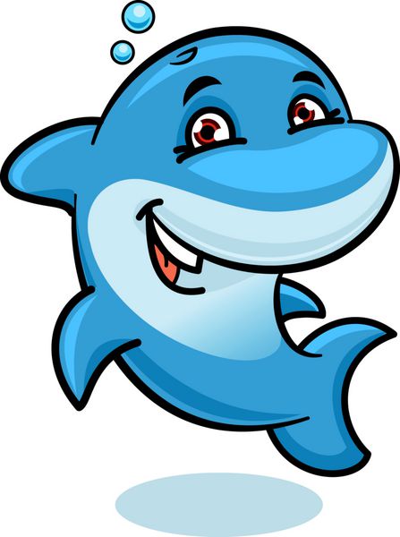 کارتون بازیگوش دلفین بینی بطری آبی اقیانوس اطلس