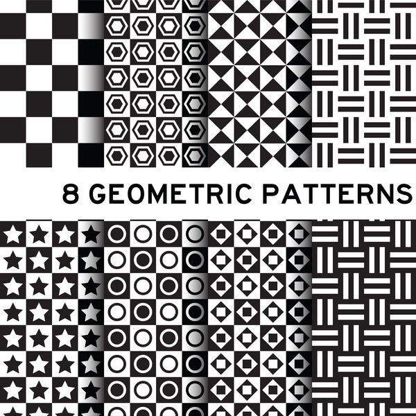 8 الگوی هندسی اساسی سیاه و سفید