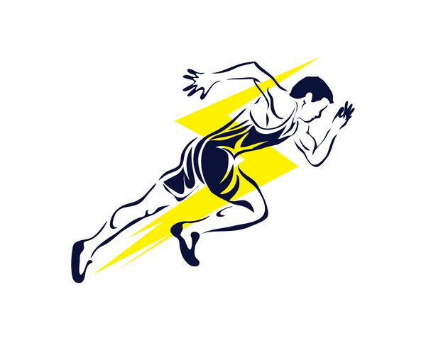 شبح دونده مدرن در لوگوی عمل - سرعت رعد و برق سرعت سریع
