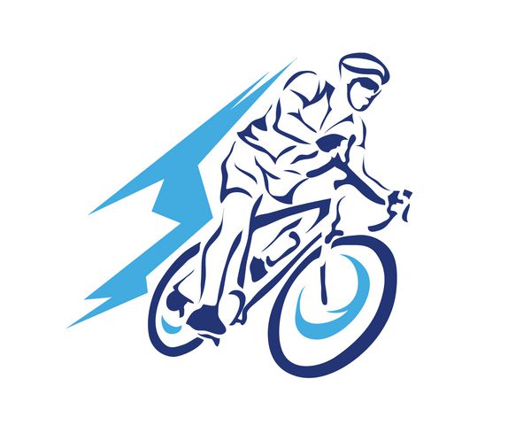 لوگوی شبح اکشن دوچرخه سواری مدرن - دوچرخه سوار حرکت آبی در عمل