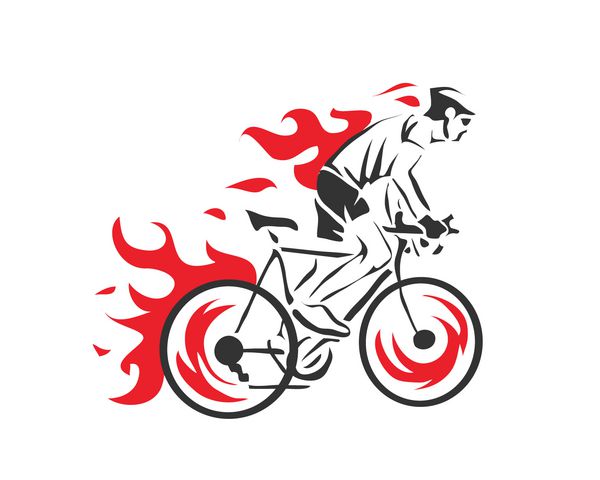 لوگوی شبح اکشن دوچرخه سواری مدرن - تهاجمی به دوچرخه سوار آتش