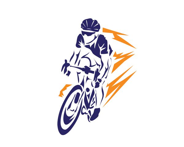 لوگوی شبح اکشن دوچرخه سواری مدرن - دوچرخه سوار سرعت رعد و برق