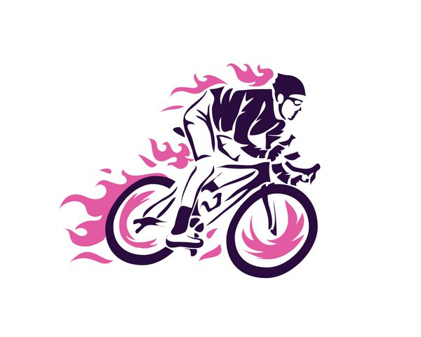 لوگوی شبح اکشن دوچرخه سواری مدرن - دوچرخه سوار شعله بنفش