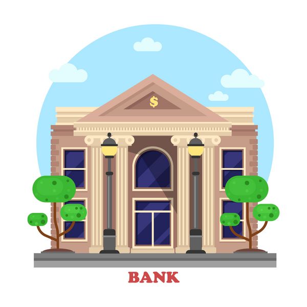 نمای بیرونی ساختمان مالی یا معماری بانک