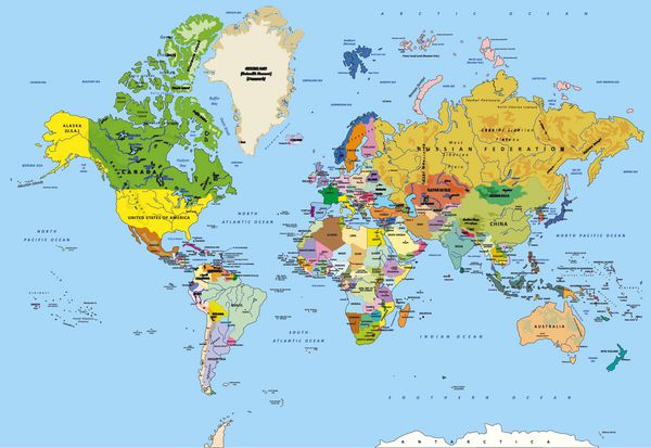 نقشه دقیق جهان با پایتخت