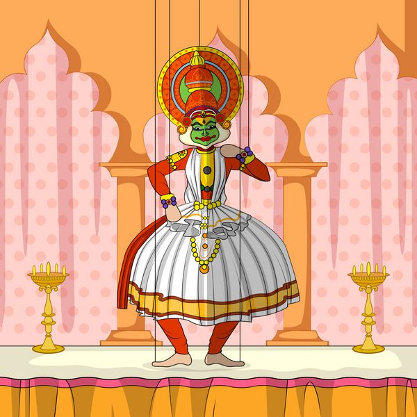 عروسک راجستانی در حال انجام کاتاکالی کلاسیک کرالا هند