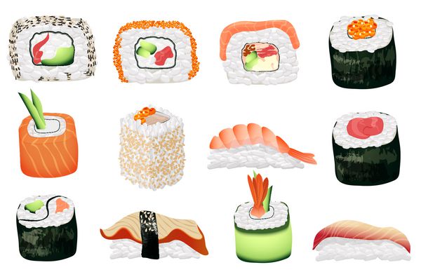 ست سوشی مجموعه رول سوشی غذاهای دریایی ژاپنی