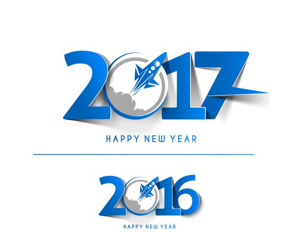 وکتور طراحی متن سال نو مبارک 2017 2016