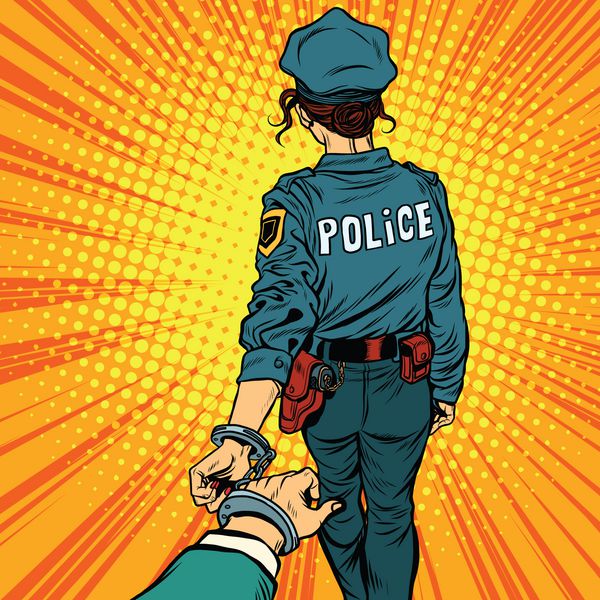 دنبال من بیا یک افسر پلیس زن با دست دستگیر می شود