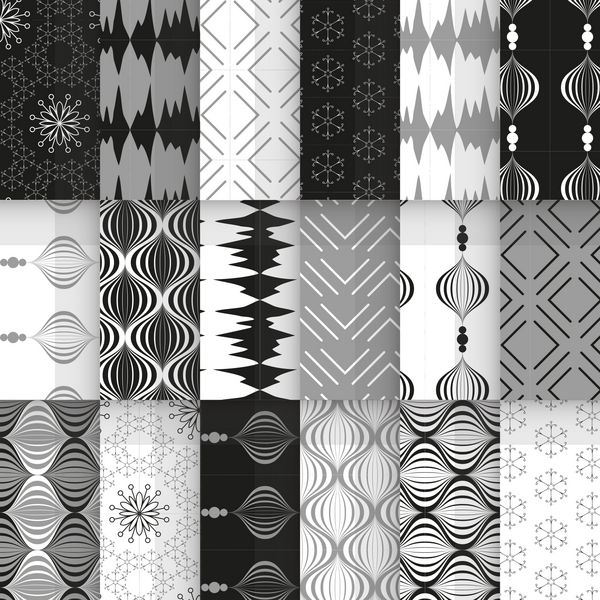 مجموعه ای از الگوهای هندسی سیاه و سفید بدون درز