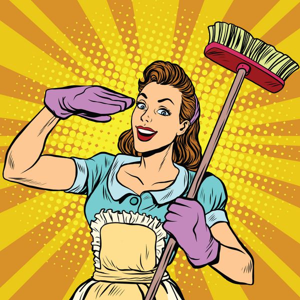 شرکت تمیز کننده زن پاپ آرت رترو