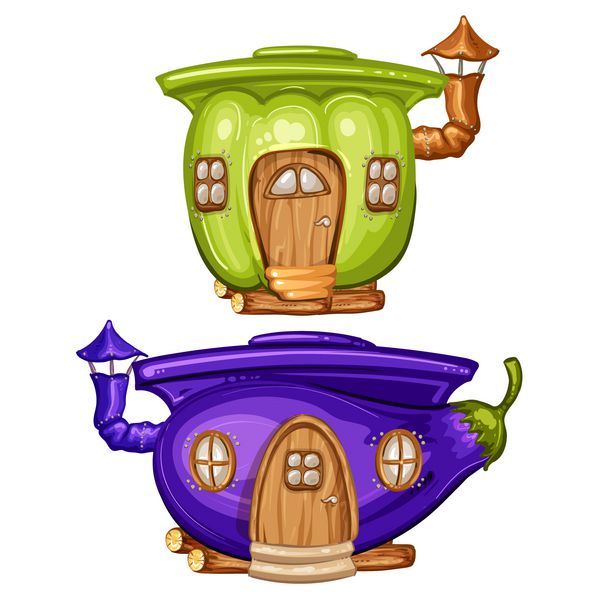 خانه برای گنوم ساخته شده از بادمجان و کاسپیکوم
