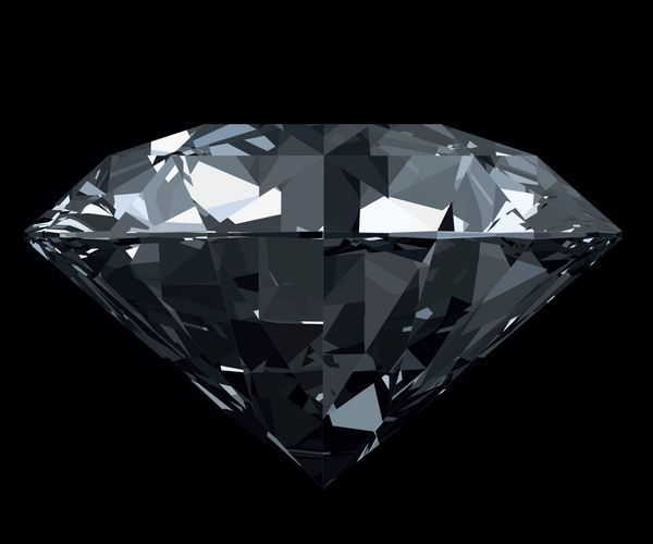 الماس خیره کننده کلاسیک و واقع گرایانه ایزوله شده روی bac سیاه