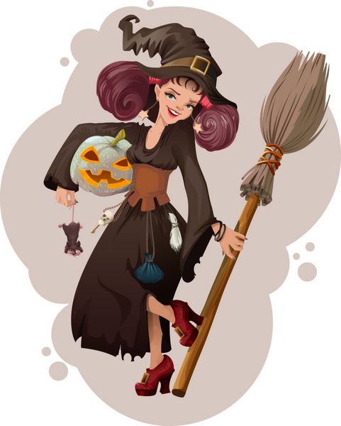 بالماسکه هالووین زن جوان زیبا که موش را در دست دارد