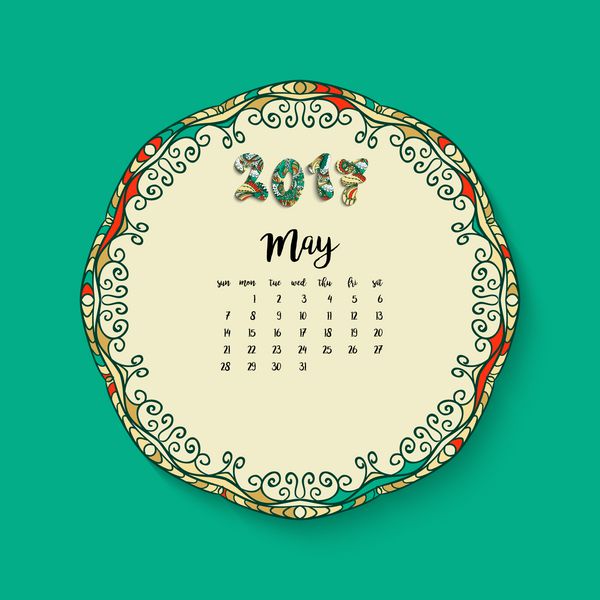 ماه تقویم مه 2017 عربی سبک قومی