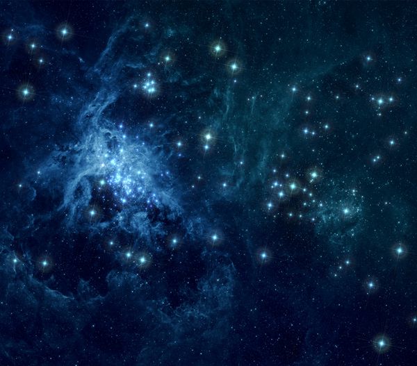 پس زمینه آبی عمیق sp با سحابی ها و ستاره های درخشان عناصر این تصویر ارائه شده توسط ناسا