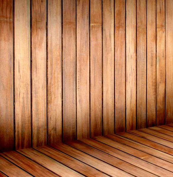 اتاق چوبی خالی پس زمینه داخلی نمای پرسپکتیو